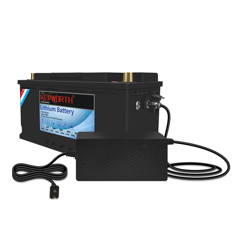 KEPWORTH 12V 100Ah LiFePO4 Lithium Battery - Deep Cycle, BMS for RV, Solar, Marine, Golf Carts, Emergency Power