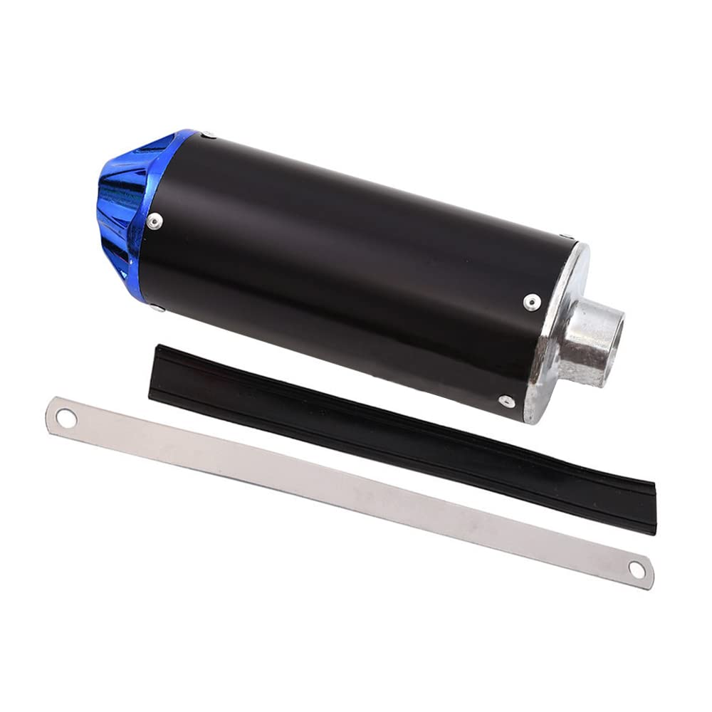 Aluminum Blue 28Mm Motorcycle Exhaust Muffler With Clamp For 50Cc 70Cc 90Cc 110Cc 125Cc Chinese Pit Trail Dirt Bike Mini Motocross Motorcycle Crf50 Xr50 Klx Coolster Ssr Thumpstar Lifan