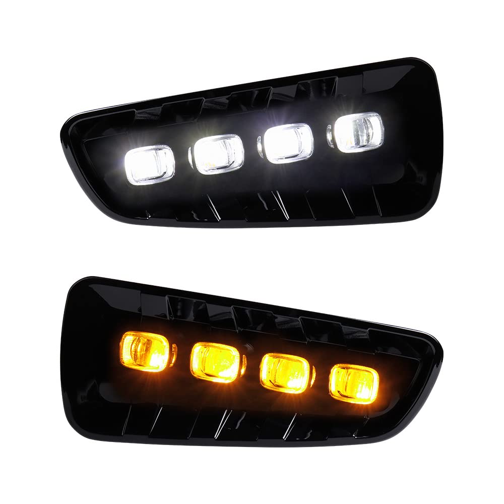 Anzios Pair Lower Bumper Fog Lamp Led Drl Lights Led Drl Amber Signal Daytime Running Light Compatible With 2009-2014 Ford F-150