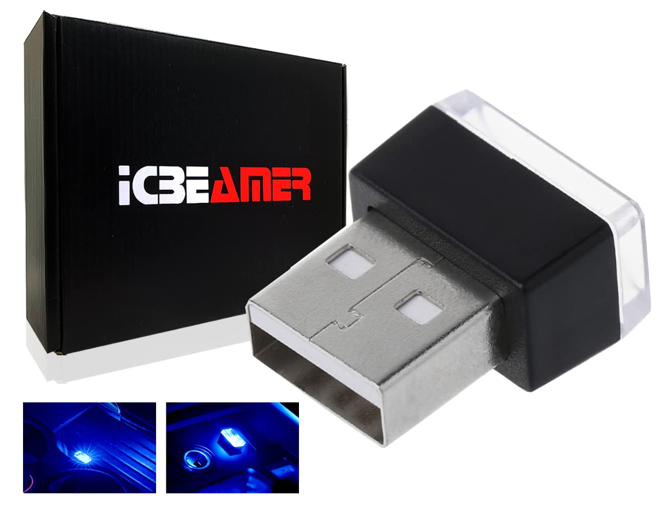 Icbeamer 1 Pc Blue Color Universal Usb Interface Plug-In Miniature Night Light Led Car Interior Trunk Ambient Atmosphere