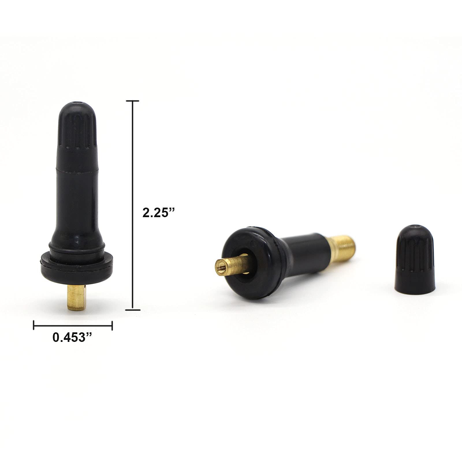 ACCRETION 4 Pcs TPMS 20008 Rubber Snap-in Tire Valve Stem, Tubeless Valve Stems Suit for 0.453 inch Rim Holes on Standard Vehicl