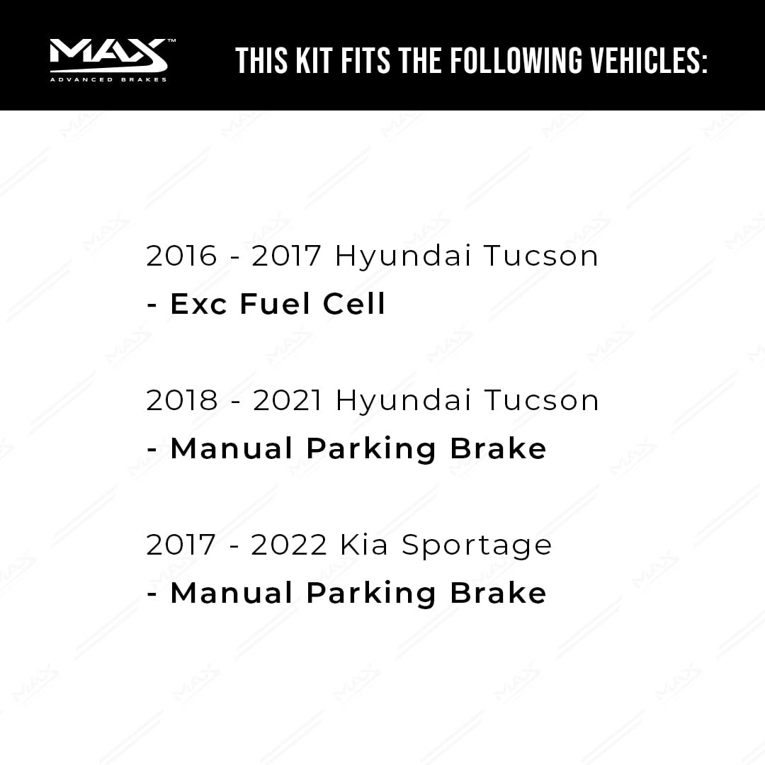 Max Advanced Brakes Rear Brake Kit Compatible With 2016 2017-2021 Hyundai Tucson Compatible With Kia Sportage W/Mpb Replacement