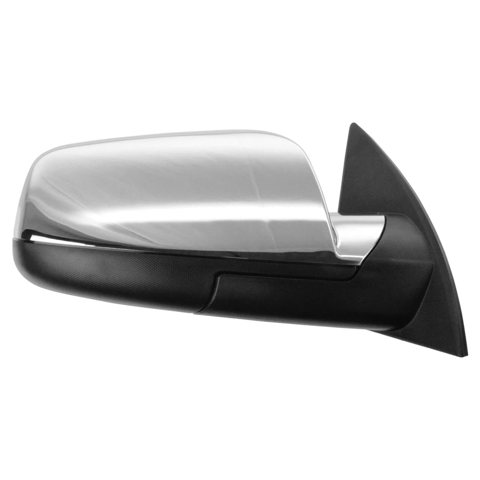 Power Heated Mirror Textured Black W/Chrome Cap Cover Right Side Rh For Gm