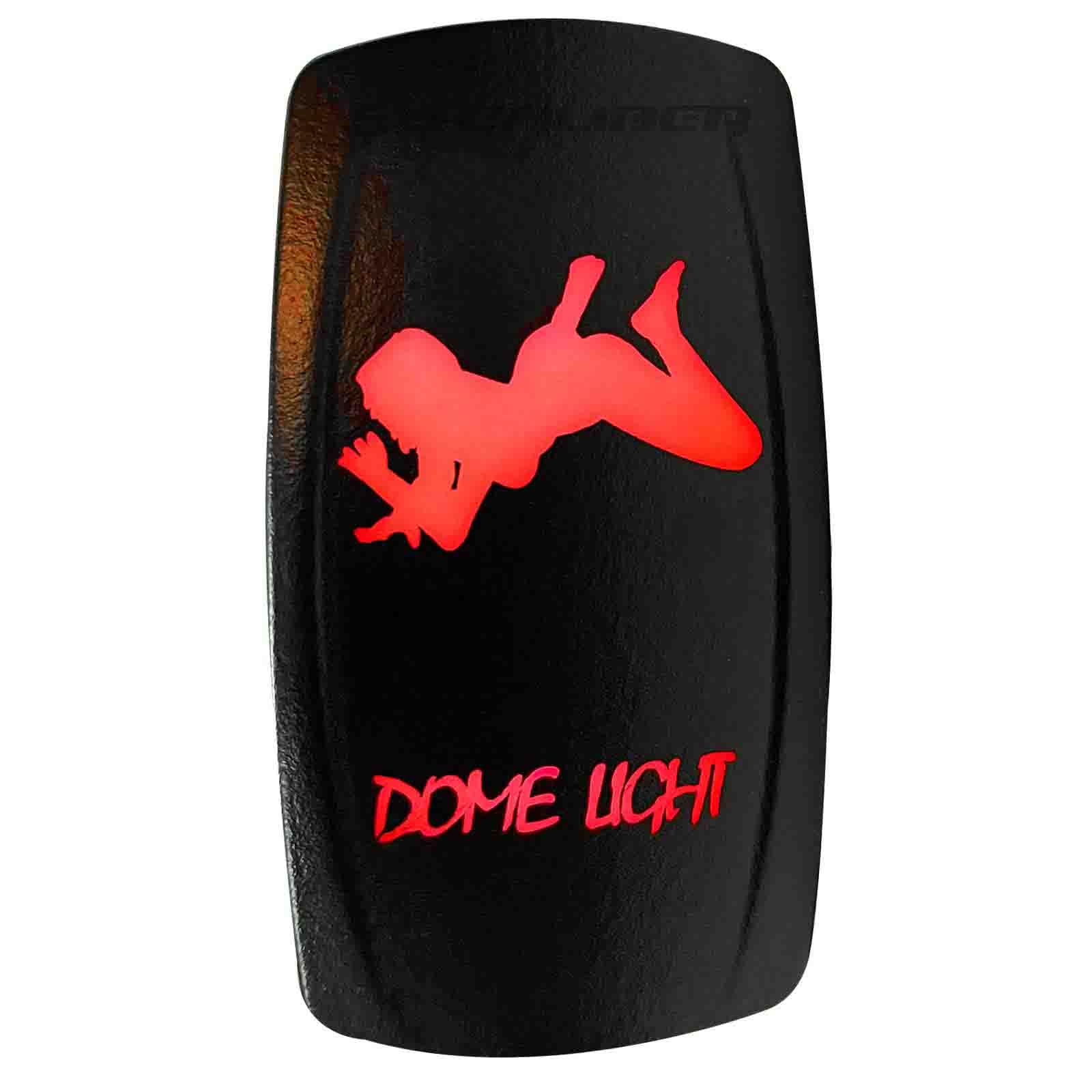 50 Caliber Racing Automotive Rocker Switch 12V 20A On/Off Led Red Backlit Dome Light Girl - Water Proof Utv, Auto, Boat (Red 536