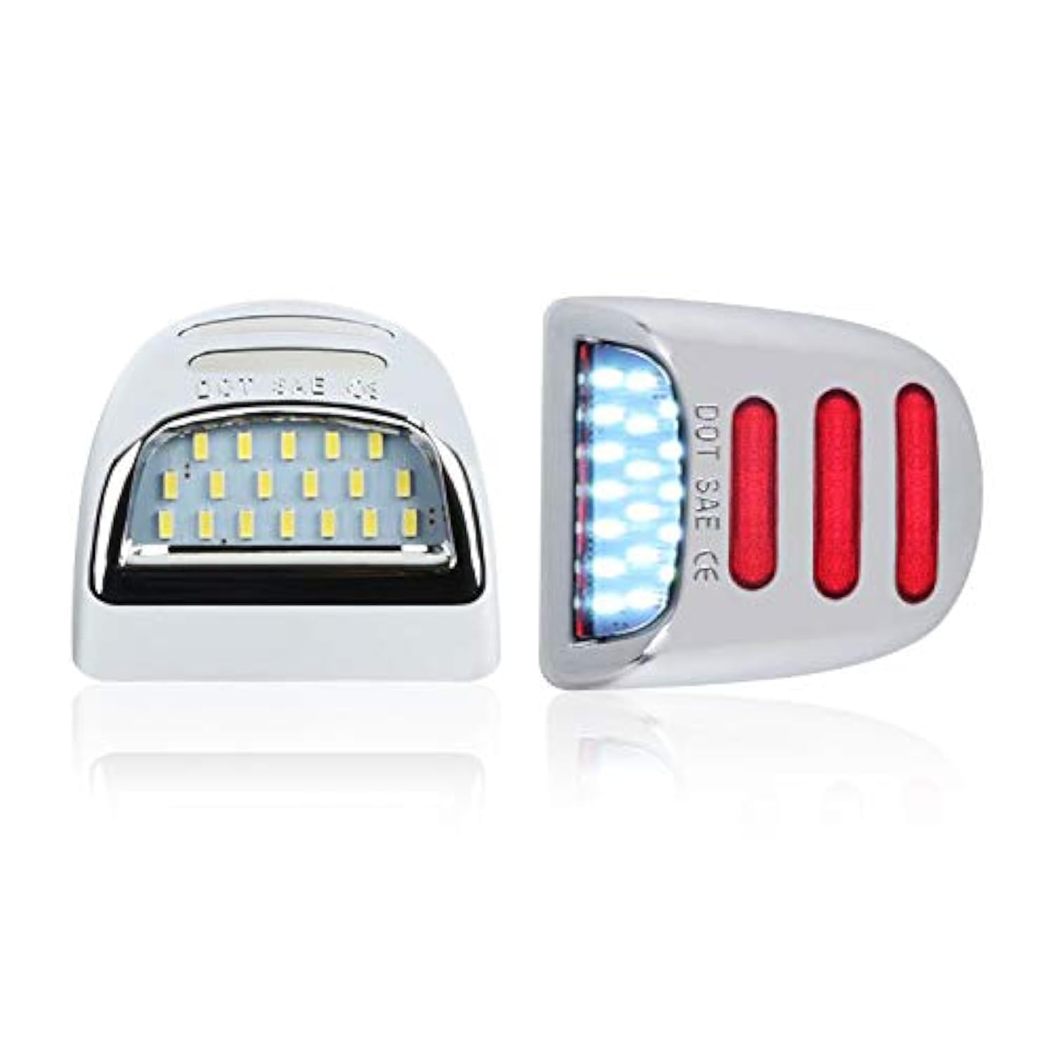 D-Lumina Red Oled Neon Tube Chrome Led License Plate Light Assembly Fit Chevy Silverado Gmc Sierra 1500 2500 3500 Suburban Tahoe Yukon Xl Cadillac Escalade Ext, Rear Tag Lamp 6000K White 2-Pieces