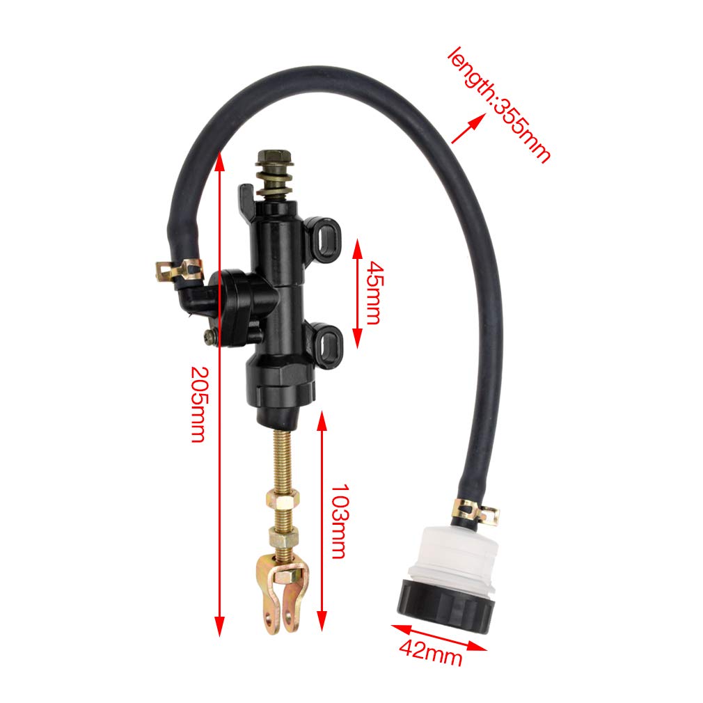 HIAORS Rear Brake Master Cylinder with Reservoir Compatible with Yerf GX150 150cc 3206 4206 3209 Go Kart ATC-250R Chinese 70cc 90cc 110cc 125cc Dirt Bike Black