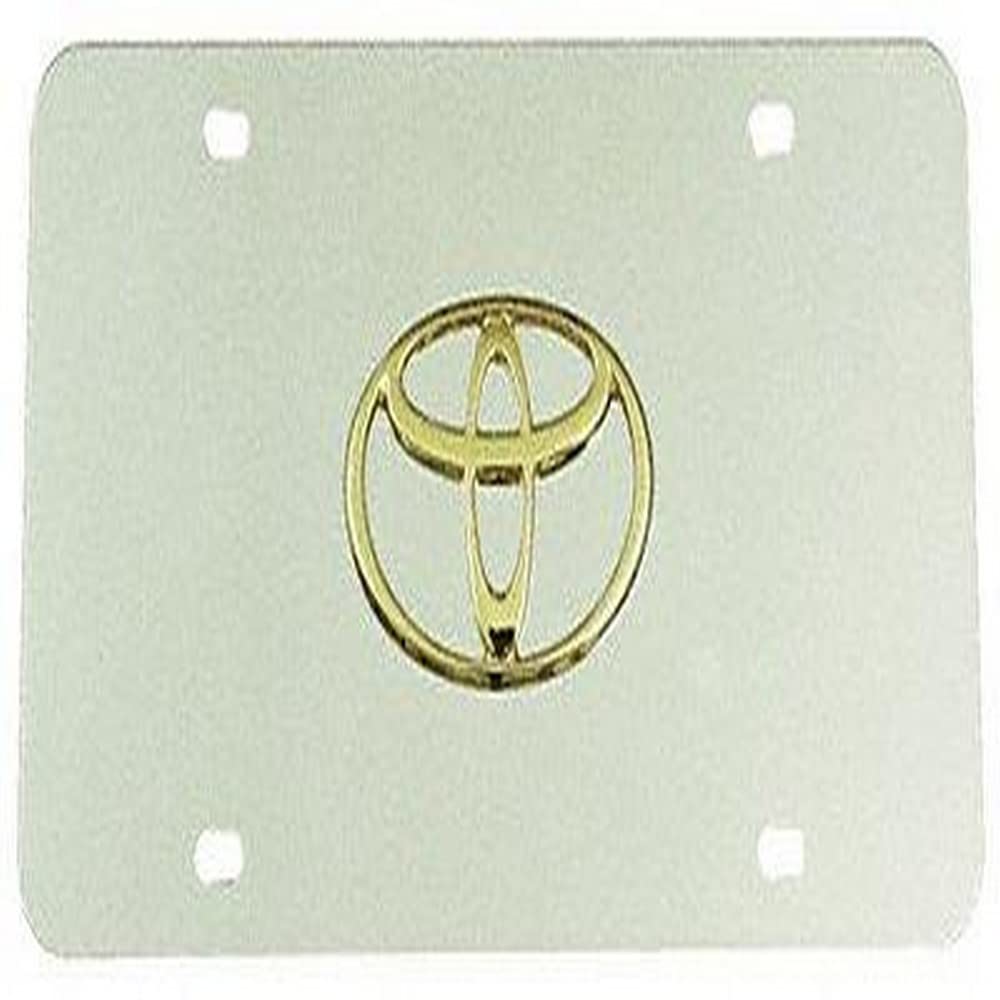 AUTO GOLD TOYGC Gold On Chrome License Logo Plate, Toyota