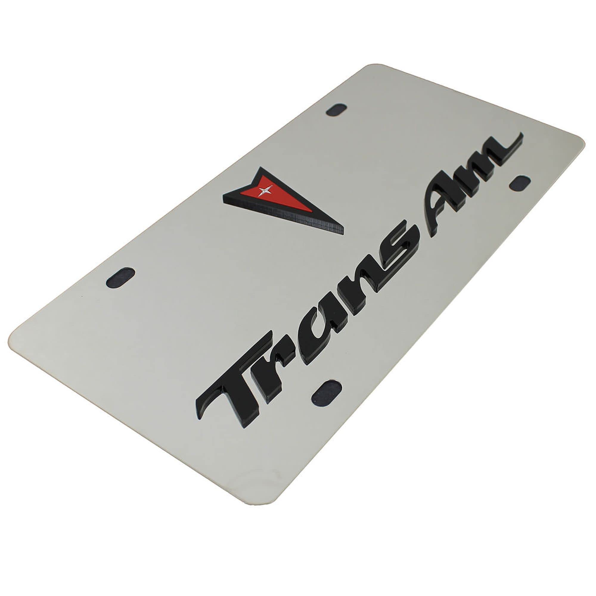 Eurosport Daytona- Compatible With -, Pontiac Trans Am Logo, (Black Logo With Red, Mirror Fill, Black Word) - Stainless Steel Li