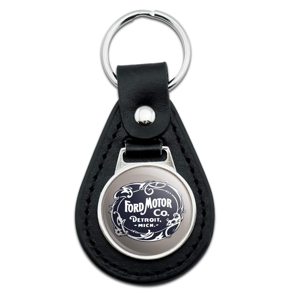 Graphics & More Black Leather Ford Motor Company Vintage Logo Keychain