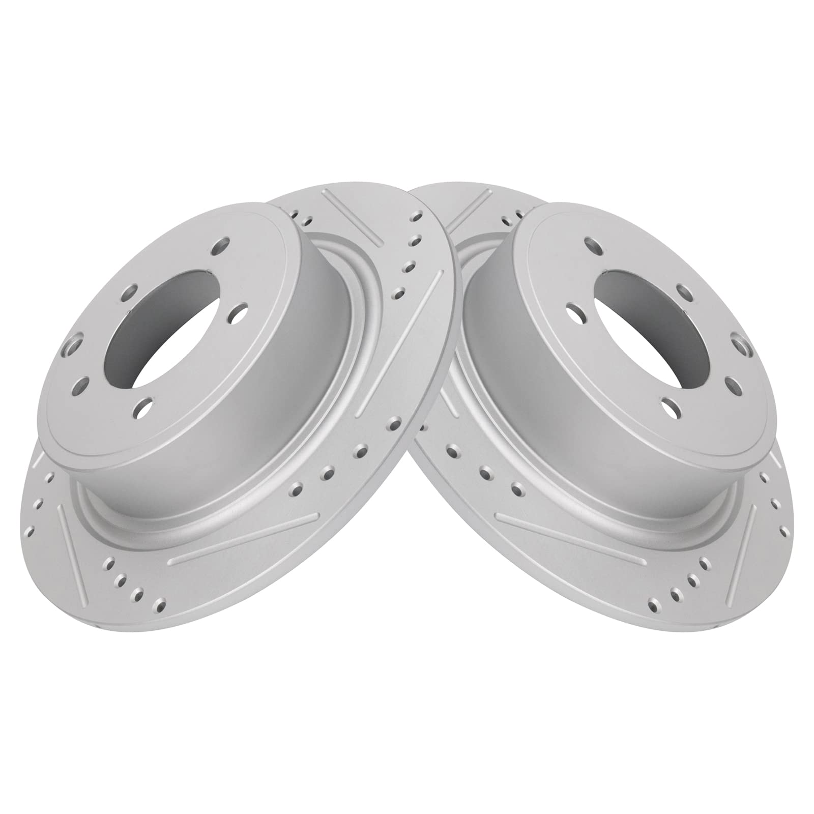 Trq Performance Rear Drilled Slotted Coated Brake Rotor Set For Chrysler Dodge Jeep Mitsubishi