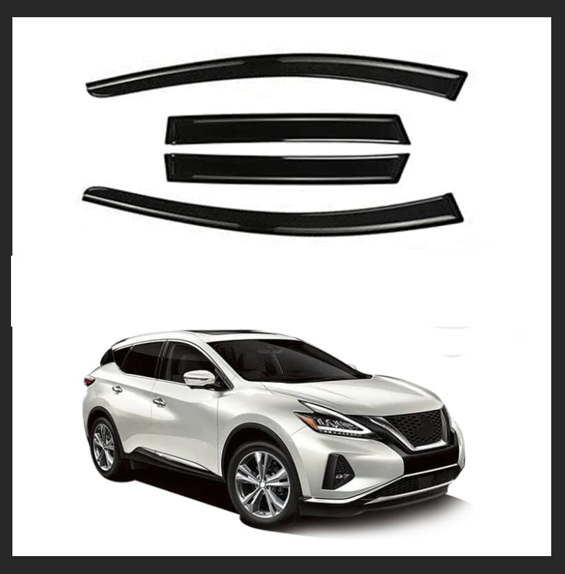 Zzdsnj Tape-On Rain Guard 4-Piece For 2015-2022 Nissan Murano Windows Visor Shield Shade Smoke 94675