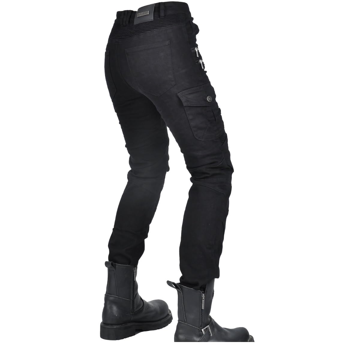 WILLIAMHUA Women Moto Jeans Motorcycle Pants Motorbike Biker Trousers with Protector (US, Waist Inseam, 26, 30, Black-Zip)