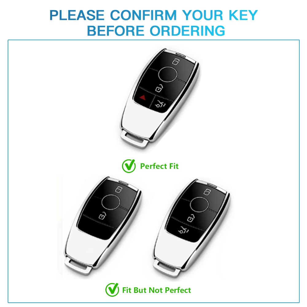 1797 Key Fob Cover For Mercedes Benz A C E G Cla Cls Gla Sl Class Accessories Bling Keychain Car Smart Remote Case Shell Girly Cute 4 Button White Silver Tpu