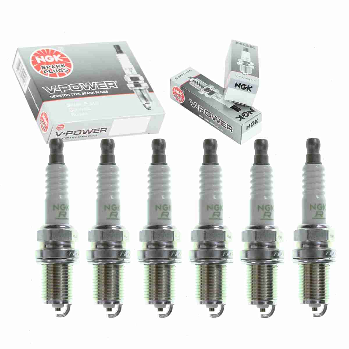 6 pc NGK V-Power Spark Plugs compatible with Nissan Frontier 3.3L V6 1999-2004