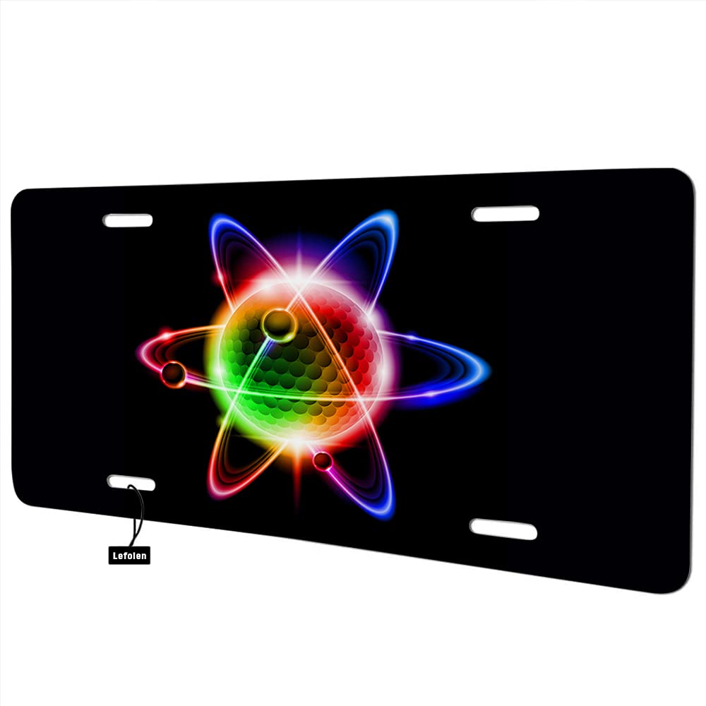 Lefolen Quantum Physics Atoms Car Front License Plate Cosmic Elements Nuclear Technology Universal Space Power Decorate License
