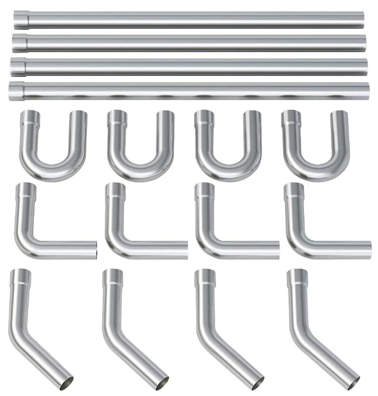 A-Karck Stainless Steel Mandrel Bends 16 Pcs, 3 Inches 304 Stainless Steel Diy Custom Exhaust Tubing Pipe Straight & U-Bend Kit,