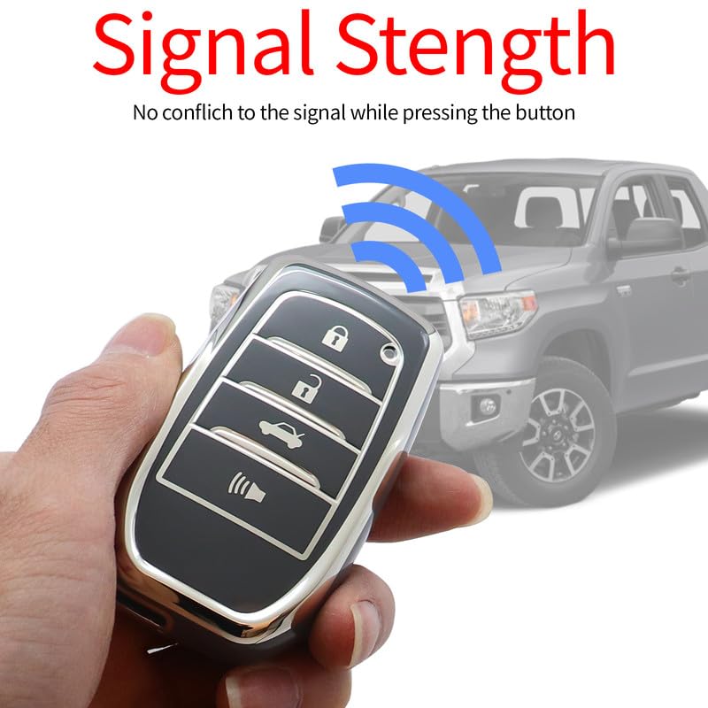 Hoespen For Toyota Key Fob Cover Tpu With Keychain Key Case Holder Full Protection For 2019-2024 Venza, Rav4 Prime, Land Cruiser