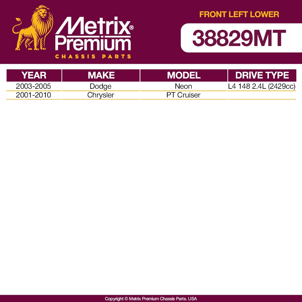 Metrix Premium Chassis Parts - Front Left Lower Control Arm W Ball Joint & Bushing Assembly Fits 2003-2005 Dodge Neon, 2001-2010