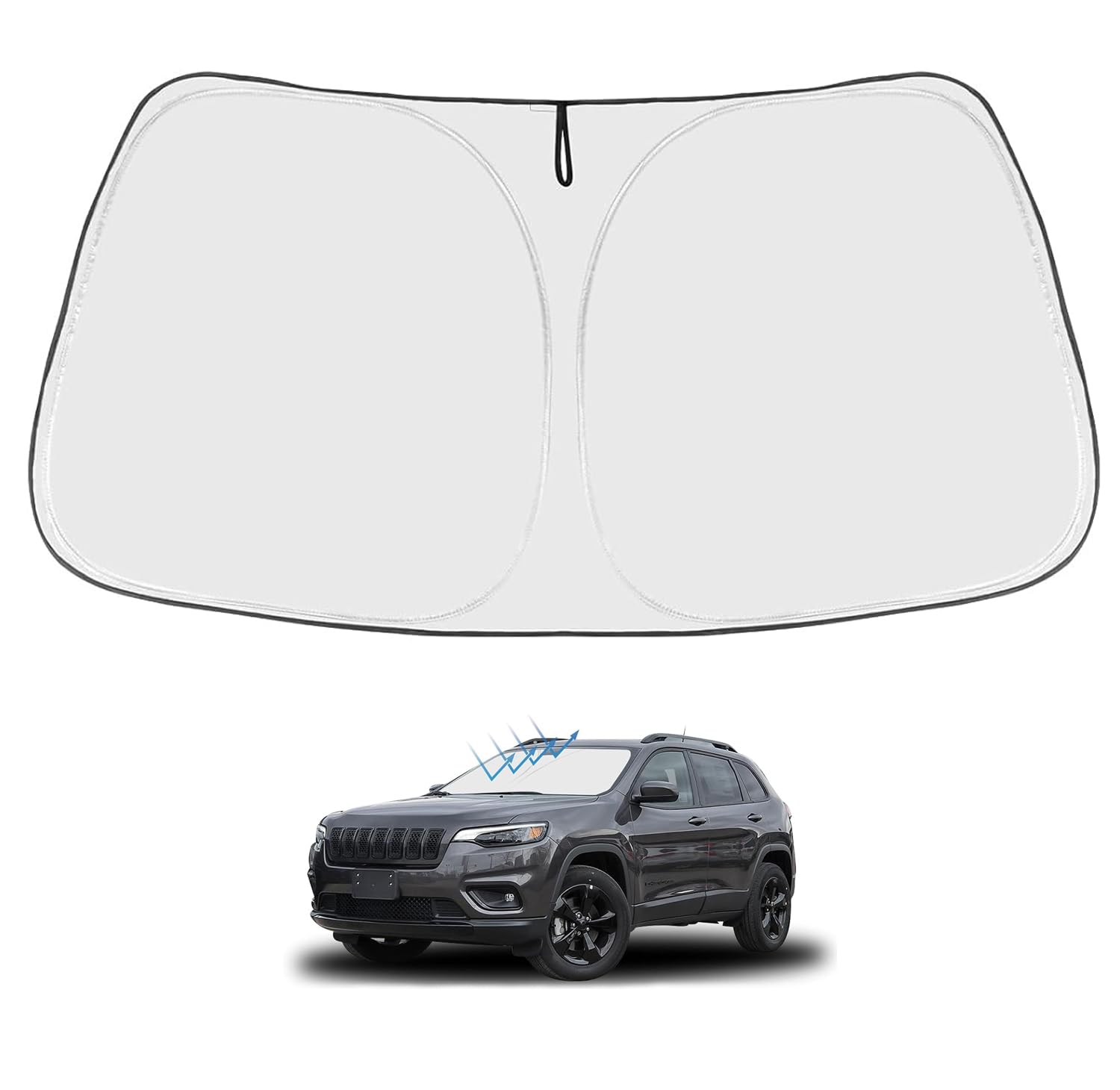 Proadsy 2025 Upgrade Front Windshield Sun Shade Foldable Sunshade Protector Custom For Jeep Cherokee 2014-2024 2025 (Not For Jeep Grand Cherokee) Accessories
