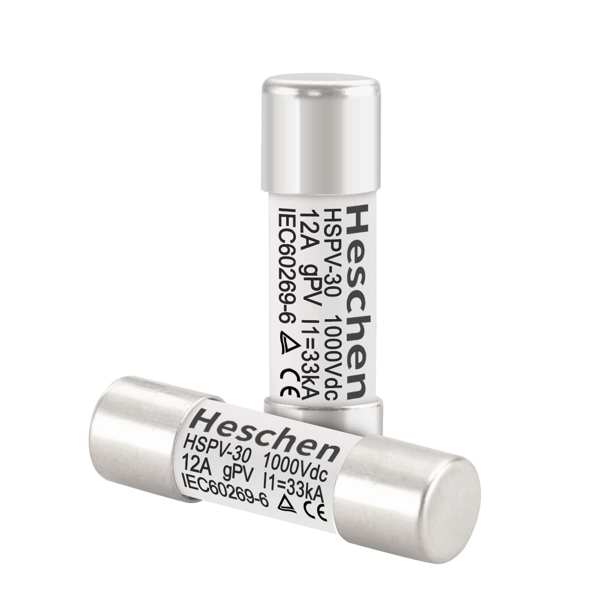 Heschen Solar Dc1000V Pv Fuse, Photovoltaic Fuses, Gpv Type Fuse Link, Hspv-30, 10 * 38Mm, 12A 1000Vdc, I1 33Ka, For Solar Pv System Protection, 10Pcs