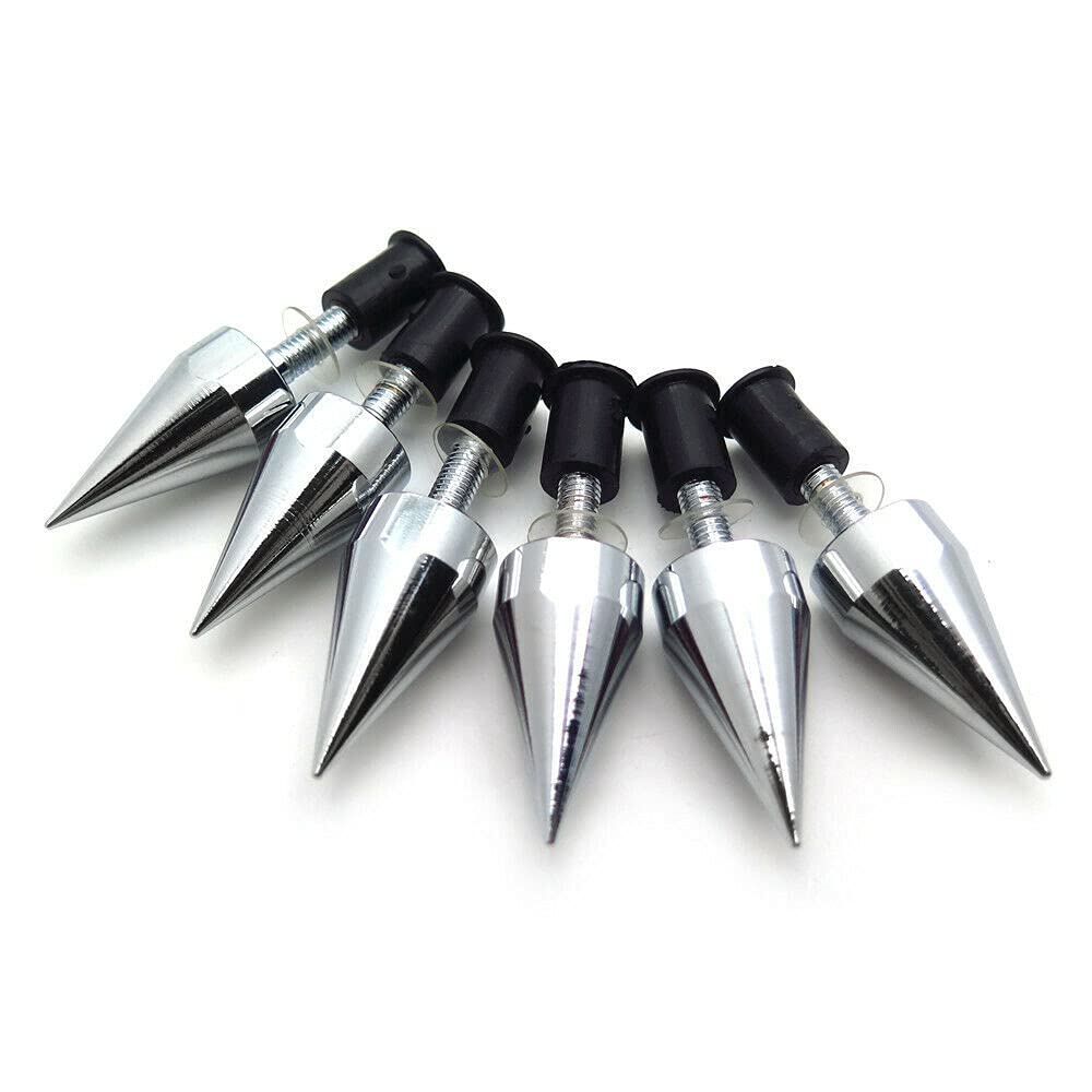 Xkmt-Universal Chrome Spike Bolts With Mounting Parts Compatible With Windscreen Fairings License Plate [B0176Swh2C]