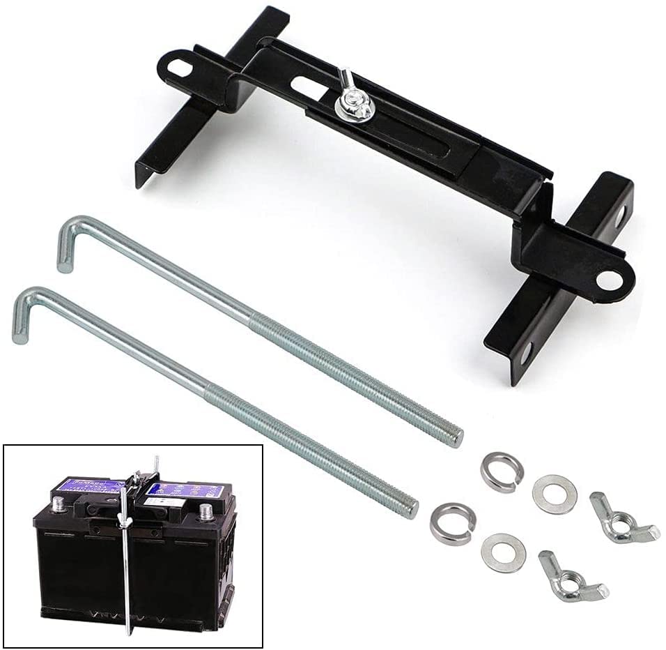 Adjustable Battery Hold Down, Universal Battery Adjustable Crossbar with L Bolt Battery Tie Down Holder for Cars SUVs (Bolt Leng