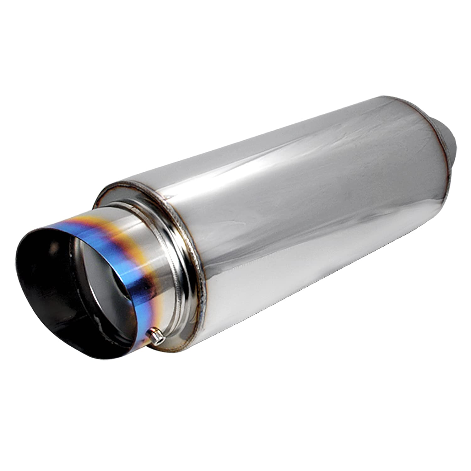 Spec-D Tuning Universal 4'' Slant Burn Tip Fireball Style Racing Exhaust Muffler Stainless Steel +HP