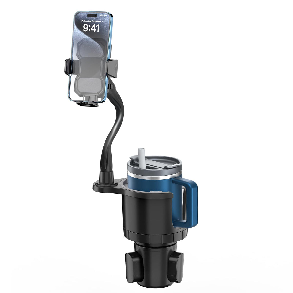 Sinvanho Cup Phone Holder For Car, 2 In 1 Cup Holder Expander Mount Automotive Cell Phone Drink Holder With Adjustable Base Goos