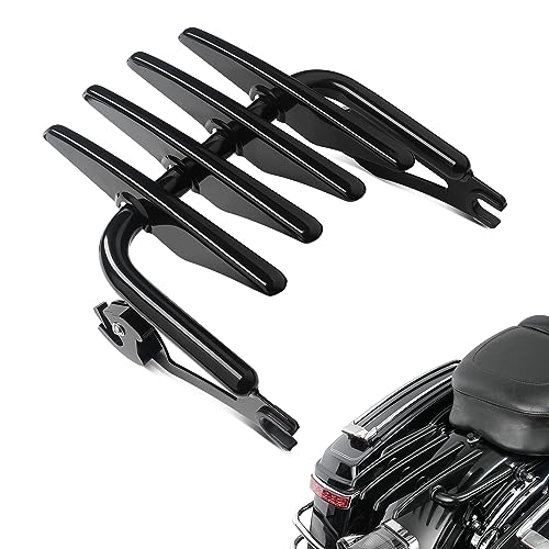 Pbymt Gloss Black Detachable Mounting Luggage Rack Compatible For Harley Touring Street Glide Road King Electra Glide 2009-2023