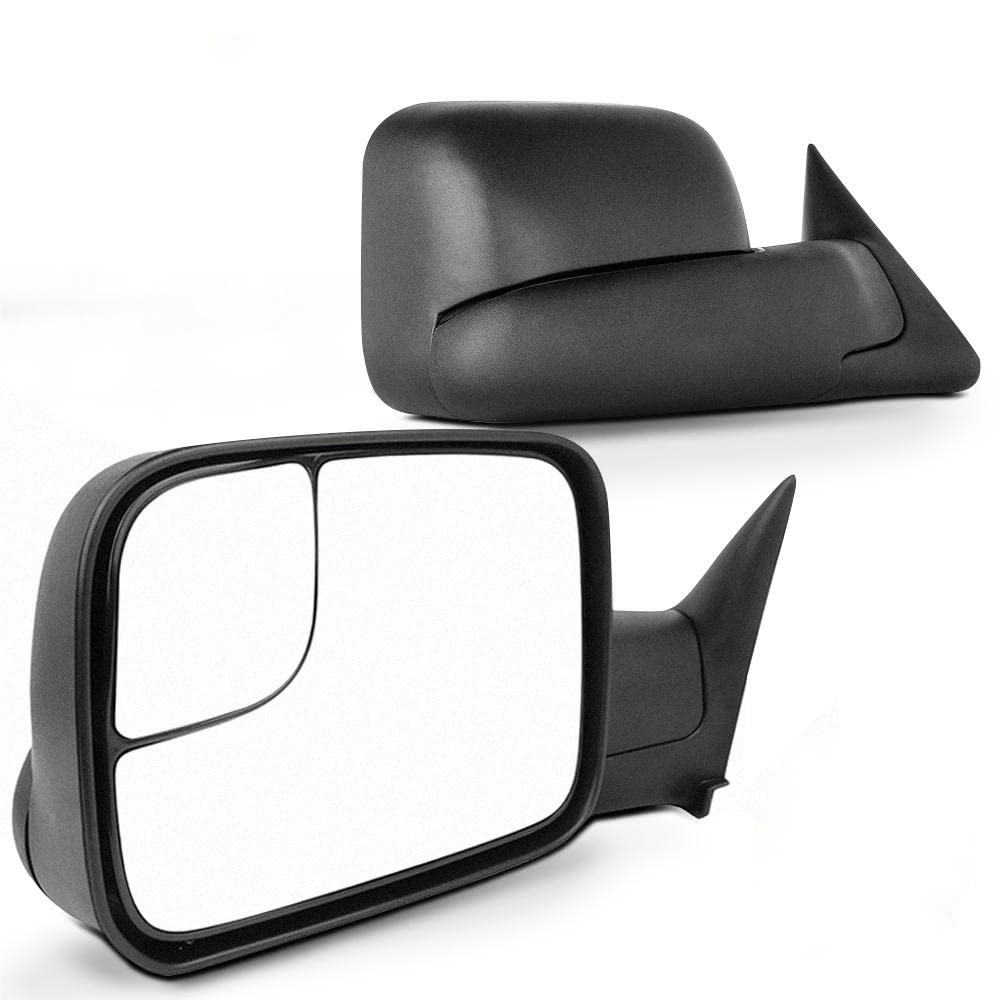 Scitoo Towing Mirrors Fit 1994-2002 For Ram 2500 3500 W/Support Brackets 1994-2001 For Dodge For Ram 1500 Manual Black Side View