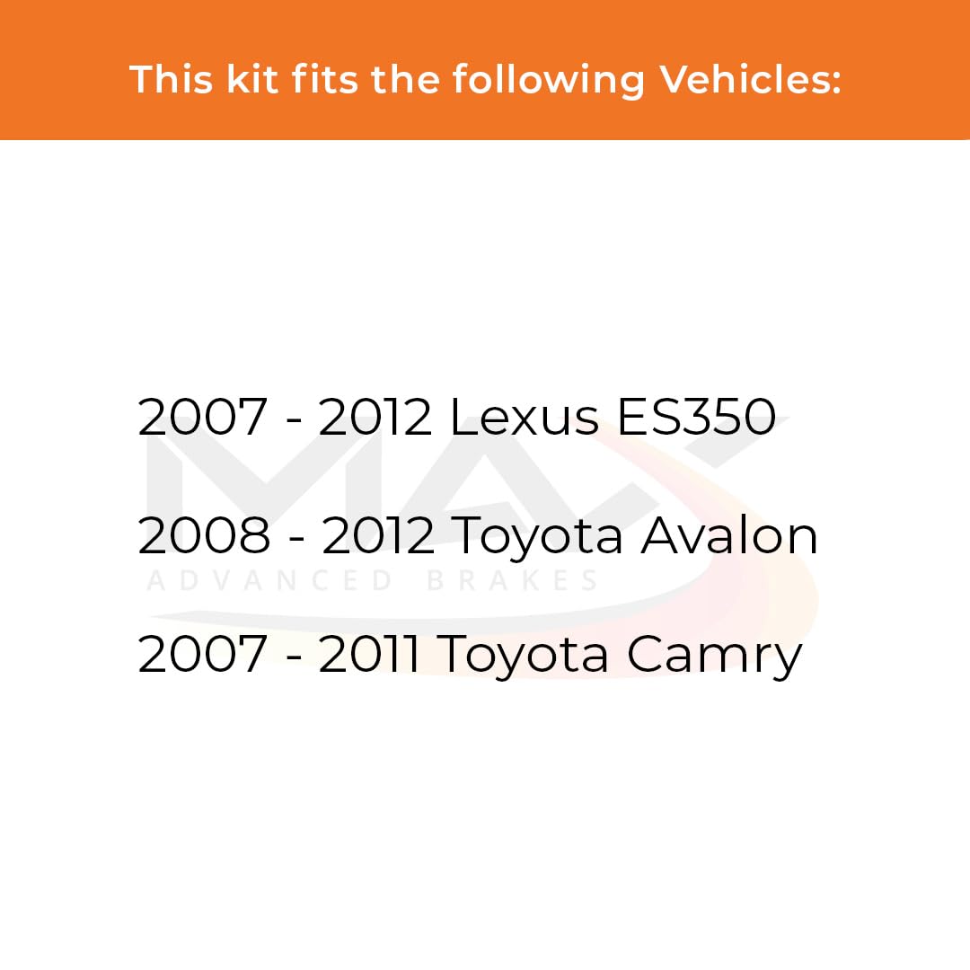 Max Advanced Brakes Front & Rear Brake Kit For 2007-2012 Lexus Es350 2008-2012 Toyota Avalon 2007-011 Toyota Camry Replacement Cross Drilled Disc Brake Rotors And Ceramic Brake Pads