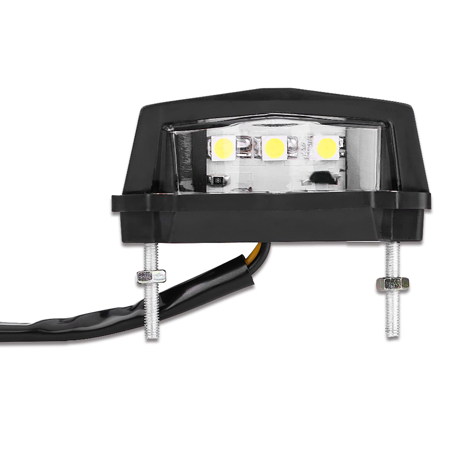 Led License Plate Light 6K, 12V Universal Motorcycle License Plate Light Led Rear Brake Tail Light Lamp License Plate Mount Whit