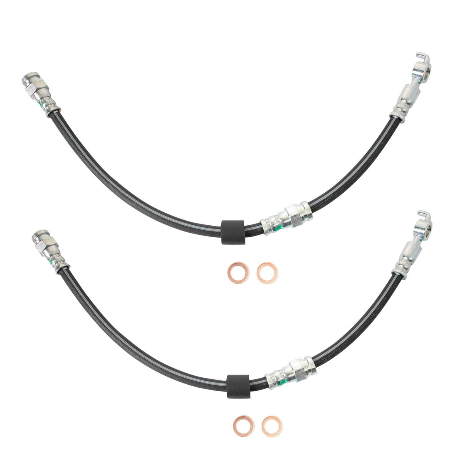 Trq Driver & Passenger Side Brake Hose Set Compatible With 1991-2003 Ford Escort 1993-1997 Probe 1991-1999 Mercury Tracer