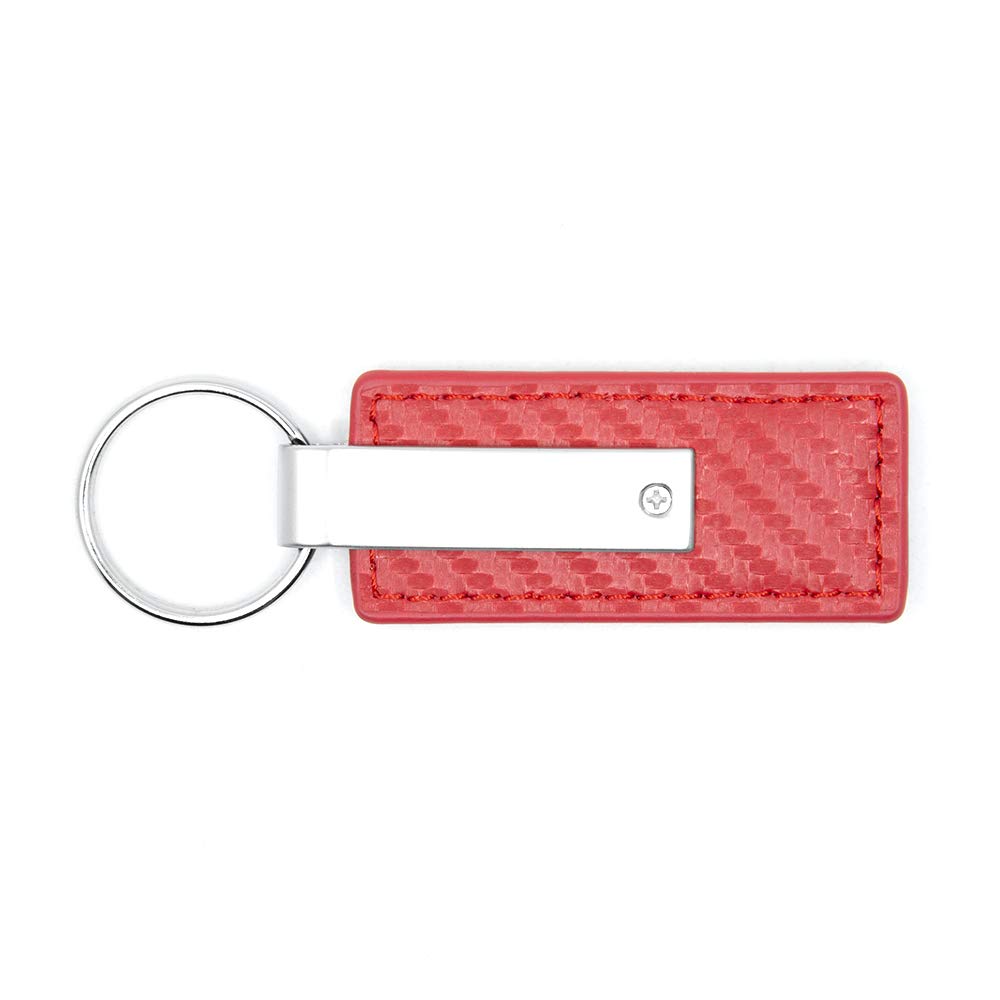 Au-Tomotive Gold Carbon Fiber Rectangular Leather Key Chain For Honda (Red)