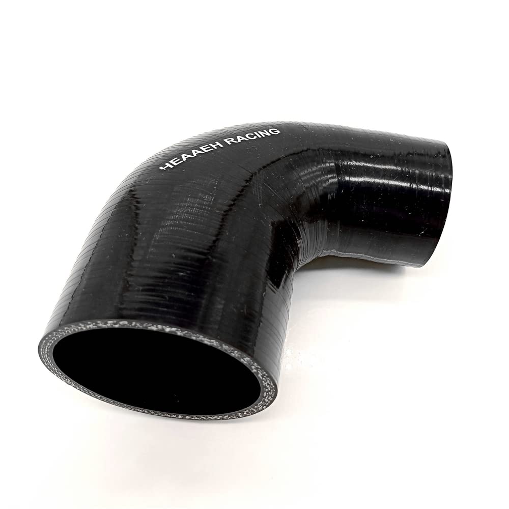Heaaeh Racing 90 Degree Id 2.5 Inch To 3.0 Inch 4Ply Reducer Silicone Hose Black (63-76Mm)