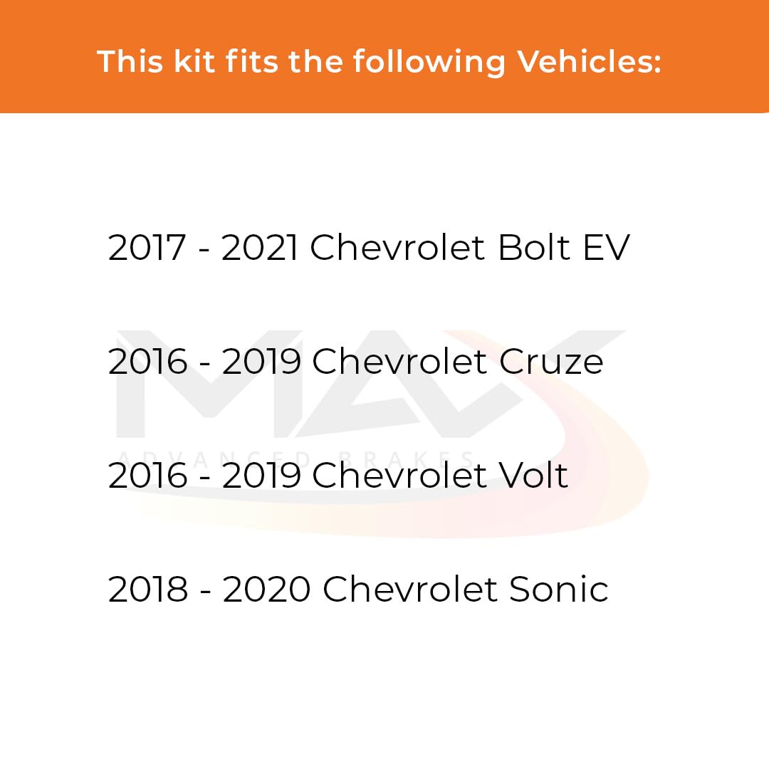 Max Advanced Brakes Front Brake Kit Compatible With 2016 2017 2018 2019 2020 2021 Chevy Bolt Ev Cruze Volt Sonic Replacement Geo