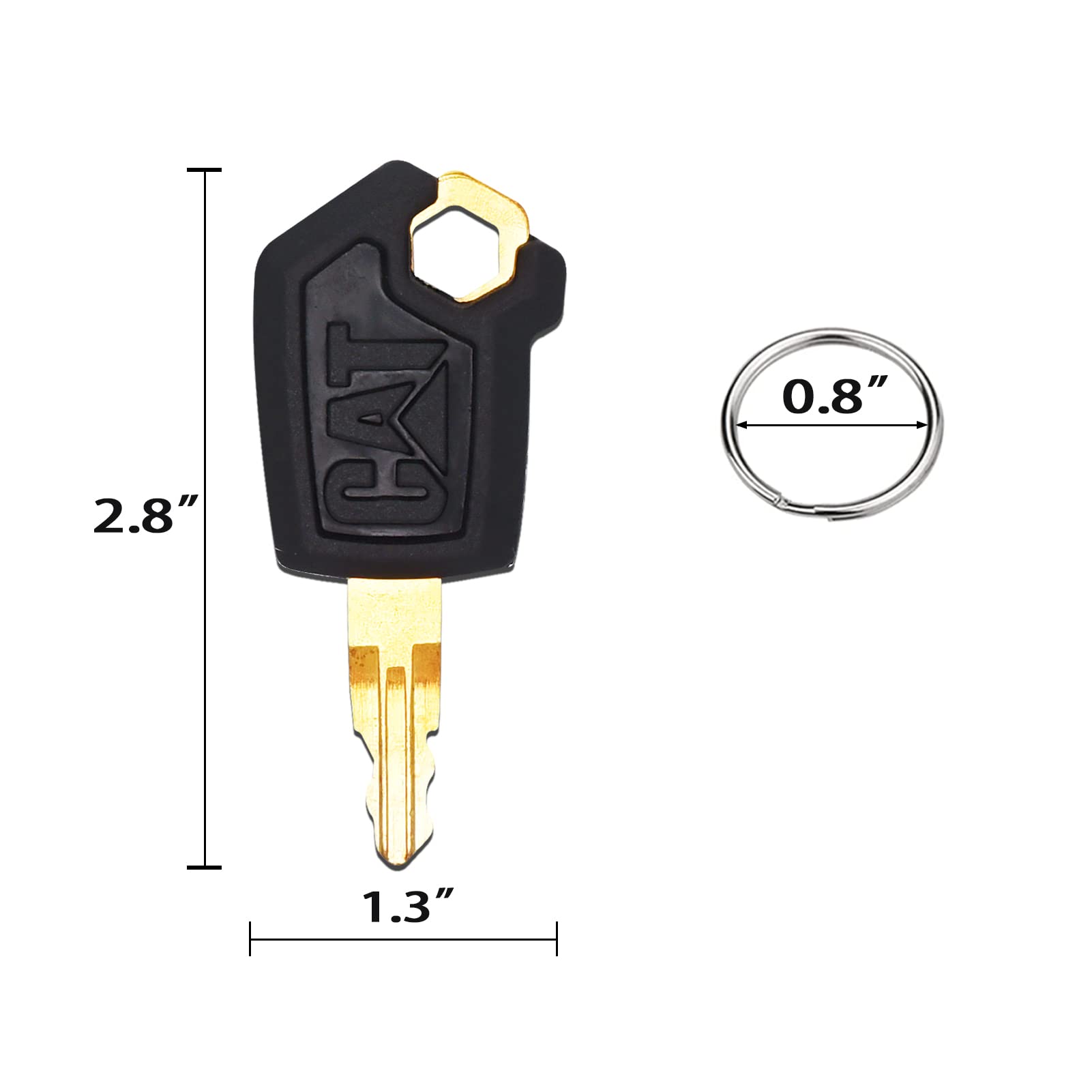 Yasashii 10 PCS CAT Loaders Excavators Ignition Keys with Key Chains #5P8500 - Heavy Equipment Accessories, A-10 Count