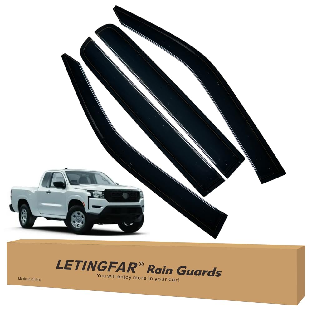 LETINGFAR Window Visors Rain Guards for Nissan Frontier Crew Cab 2022 2023 2024 Accessories, Wind Deflectors Vent Shades for Nis