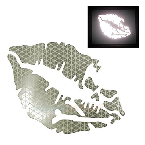 Customtaylor33 High Intensity Reflective Vinyl Death Kiss Skull Crossbones Lips Decal Bumper Sticker - Cars, Motorcycles, Helmets, Wind Screens, Laptops, Cellphones, (White, 6 Inch Wide)