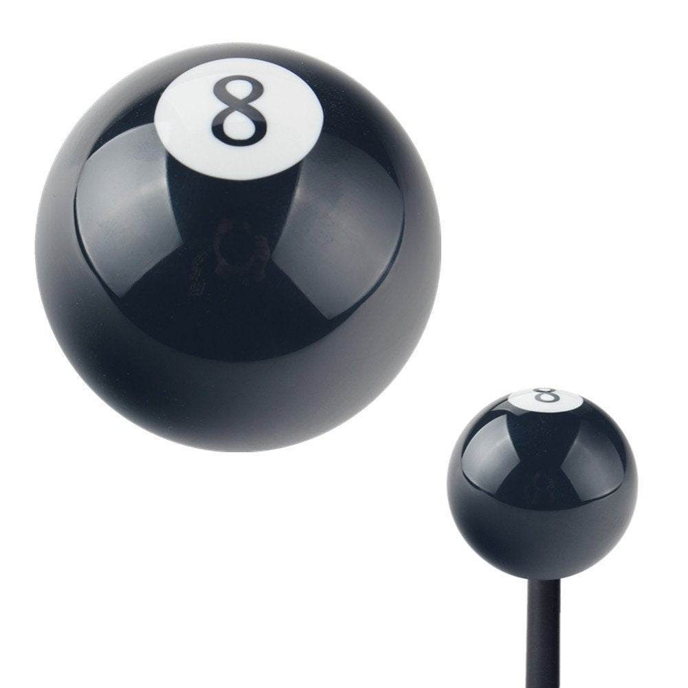 Dewhel 2 1/4' 8 Ball Billiard Round 3 4 5 6 Speed Black Shift Knob 3/8'-16 For Hurst Chrome Shifter Sticks