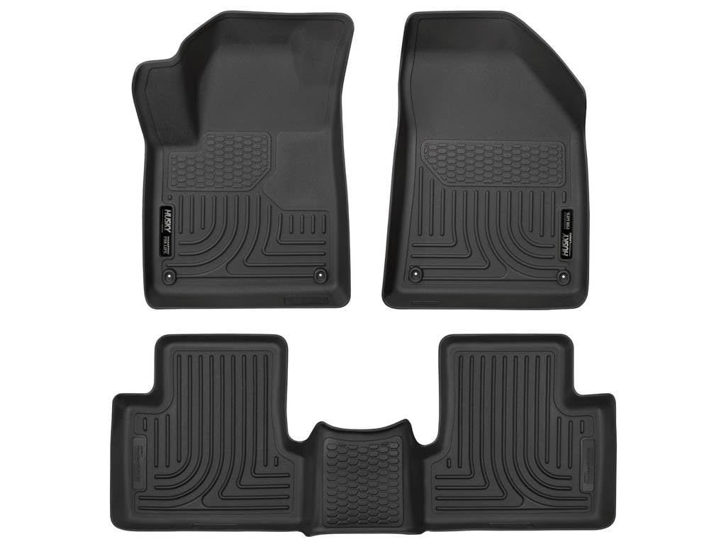 Husky Liners Weatherbeater Floor Mats | Fits 2015 - 2023 Jeep Cherokee | Front & 2Nd Row, 3-Pc Black - 99091