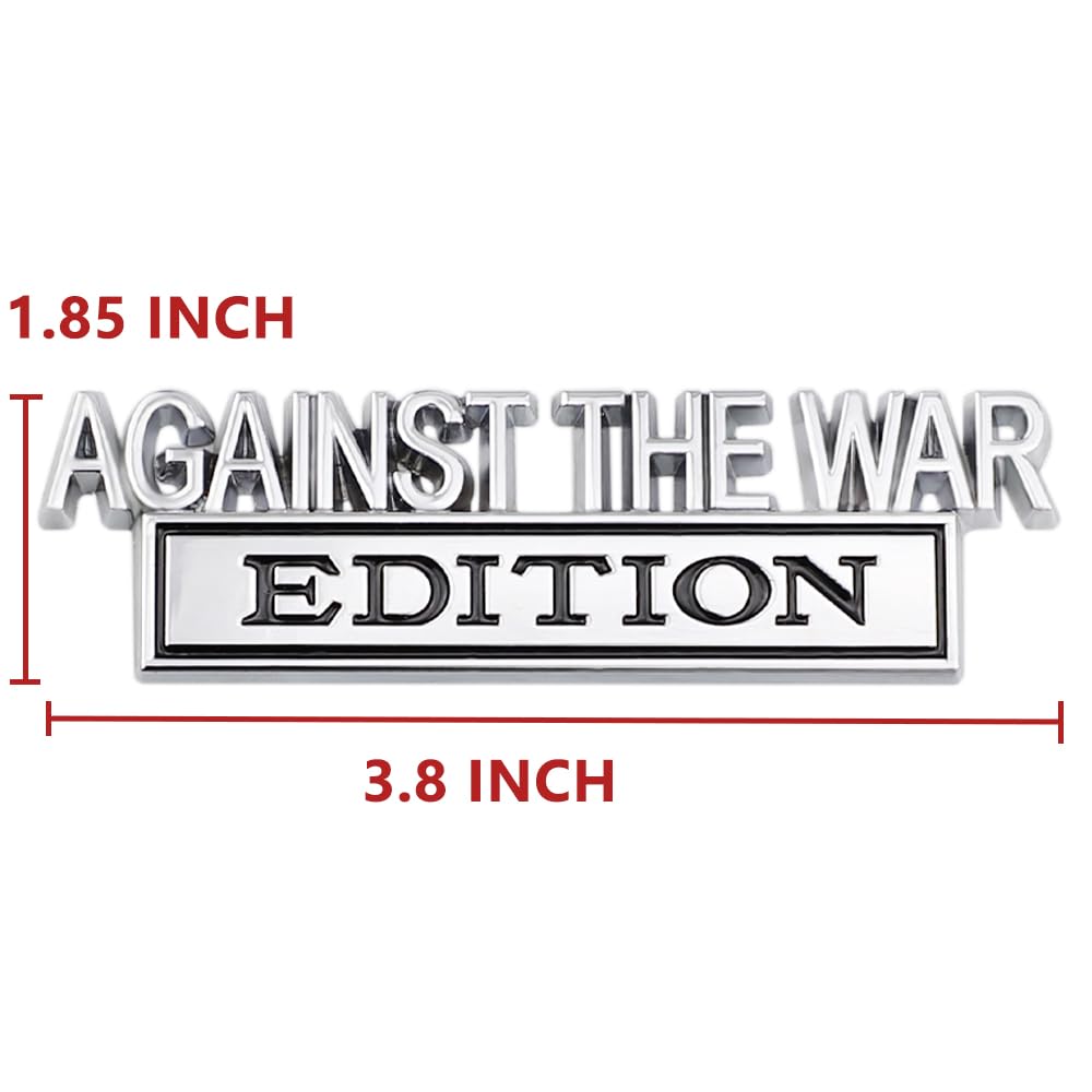 Carrun 2 Pcs Aginst The War Edition Emblem Car Side Rear Front Hood Trunk Door Badge 3D Decal Sticker Fit For Car Truck Suv (Agi