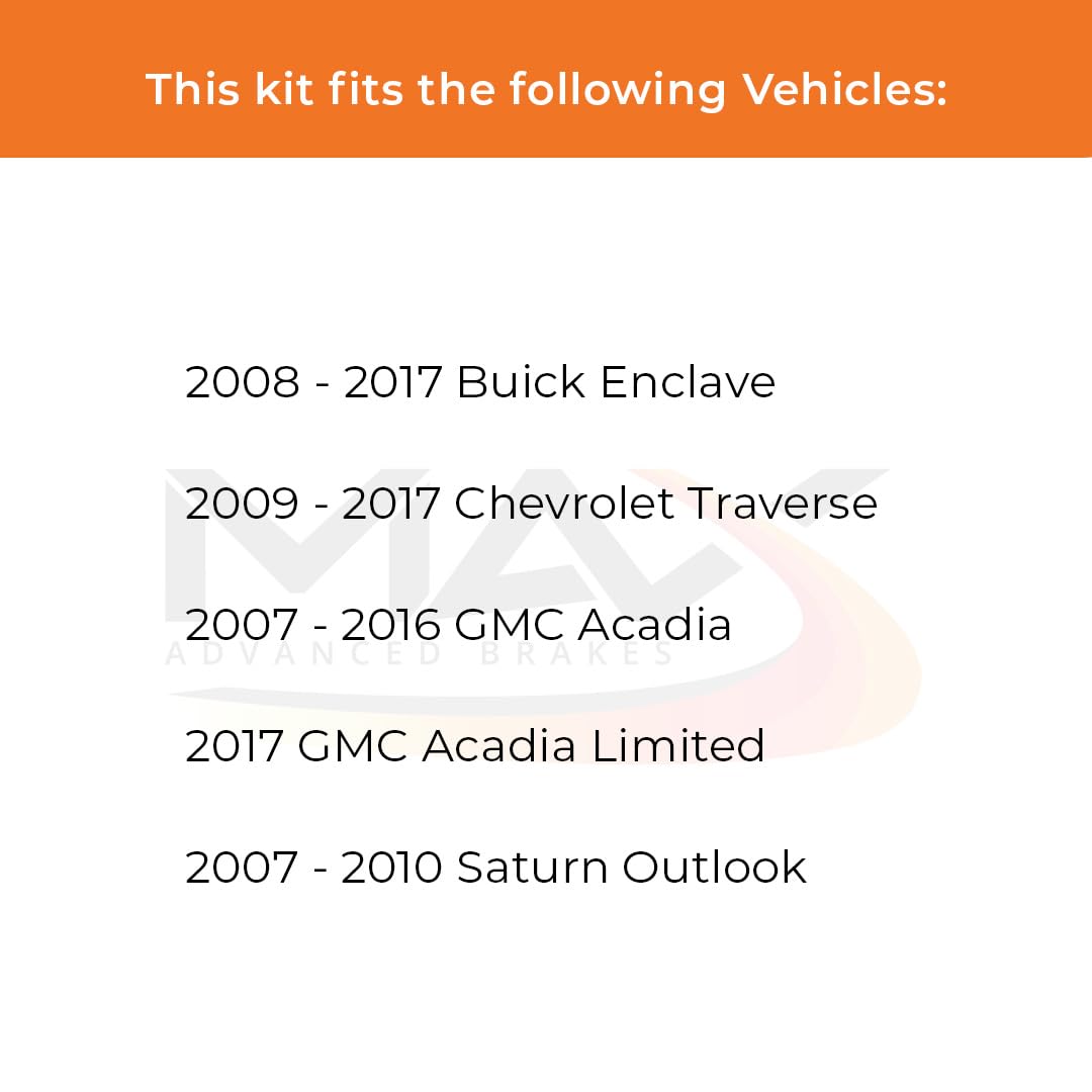 Max Advanced Brakes Rear Brake Kit Compatible With 2009-2014 2015 2016 2017 Chevy Traverse Compatible With Gmc Acadia Replacemen
