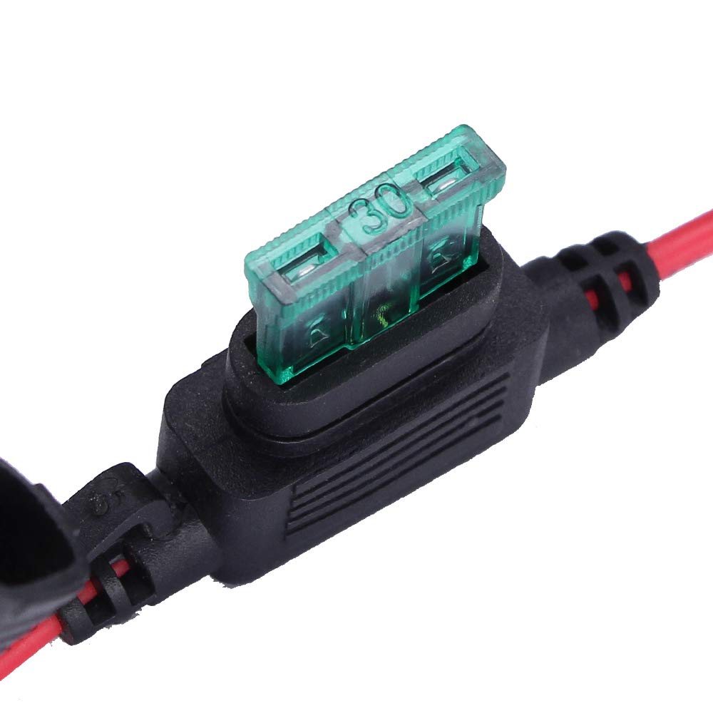 Huiqiaods Atc/Ato 30A In-Line Fuse Holder 16 Gauge Wiring Harness 12V Standard Plug Socket Pack Of 2
