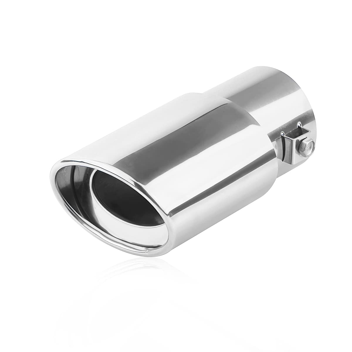 8sanlione Car Exhaust Tail Pipe, Stainless Steel Polished Bolt Flue Muffler, Modified Slant Tailpipe Compatible with Most Vehicl