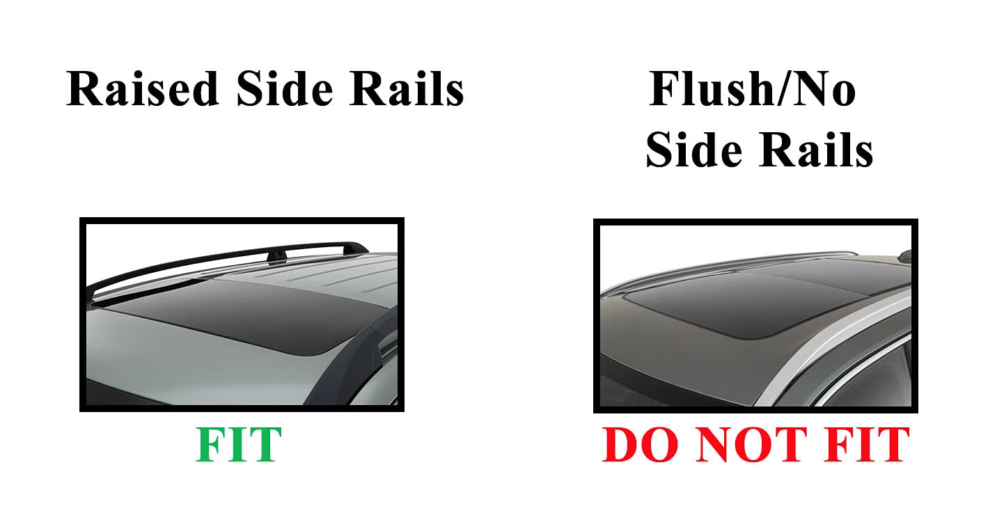 Brightlines 53' All Black Universal Crossbars Roof Racks Compatible With Raised Roof Side Rails For Kayak Luggage Ski Bike Carrier, A Set Of 2 (Black)