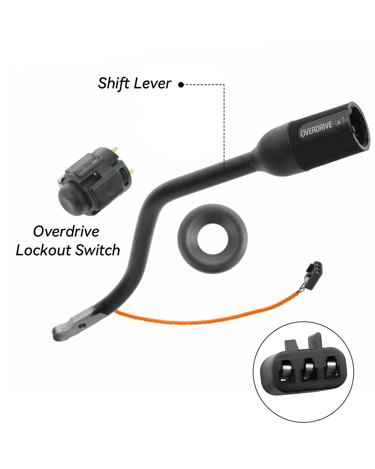 Emiho Transmission Gear Shifter Lever And Overdrive Switch Kit Fit For Ford Bronco F-150 F-250 F-350 F53 F59 1992-1997 Replace F4Tz-7210-B F4Tz7210B F2Tz-7210-F