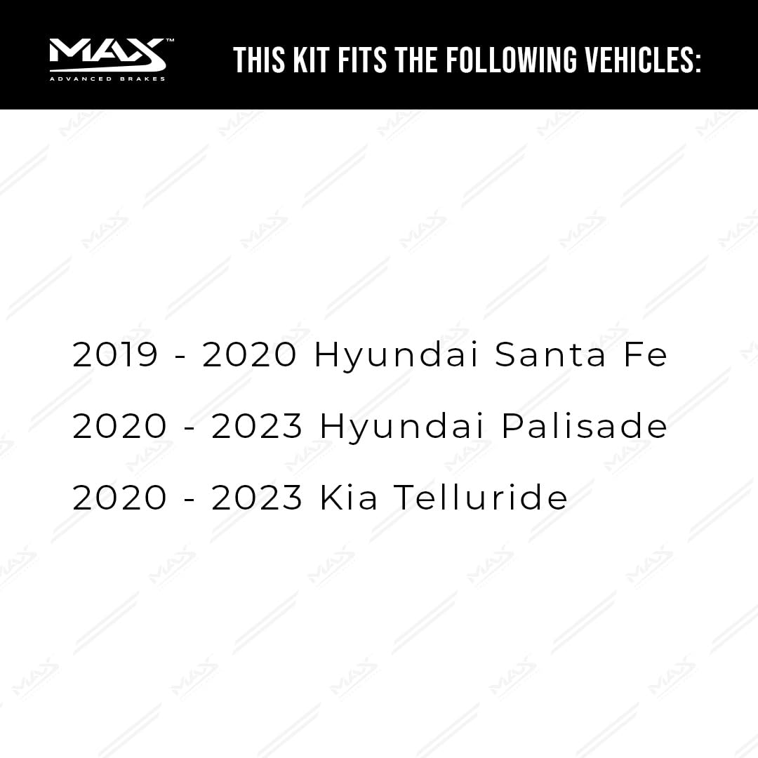 Max Advanced Brakes Rear Brake Kit Compatible With 2019-2023 Hyundai Santa Fe Palisade Compatible With Kia Telluride Replacement