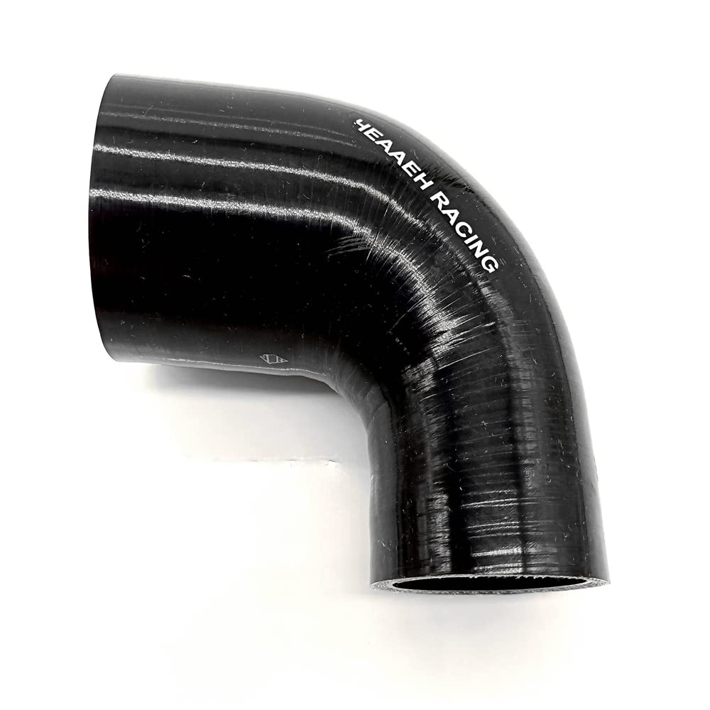 Heaaeh Racing 90 Degree Id 2.0 Inch To 2.5 Inch 4Ply Reducer Silicone Hose Black (51-63Mm)