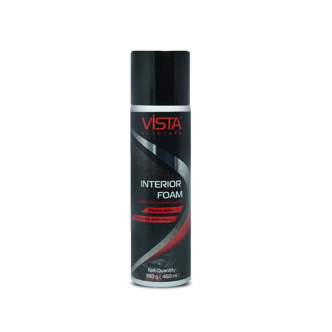 Vista Auto Care Interior Foam 450 Ml | Scented MultiSurface Car Interior Foam Cleaner | Dashboard, Upholstery, Leather & Fabric
